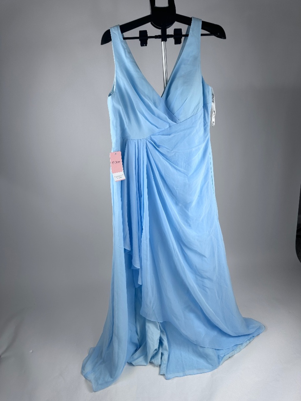 JJ’s House Sky Blue Chiffon Maxi Dress Sleeveless V Neck Formal Wedding Guest US